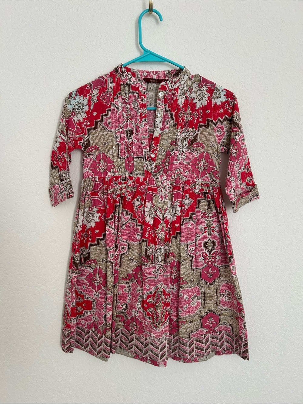 Signature by Sangria Red and Pink Patterned Girls’ Casual Dress